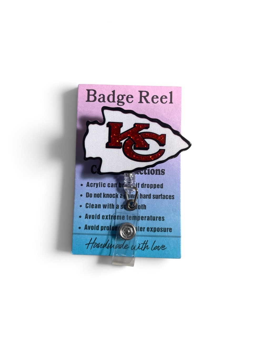 KC Arrowhead Glitter Badge Reel - Red and White